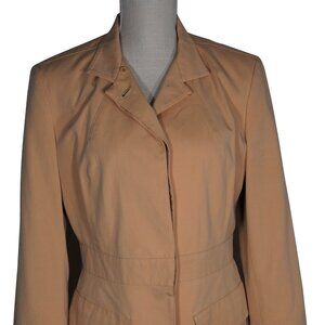 Donna Karan Signature Beige Cotton Single Breasted Hidden Button Jacket